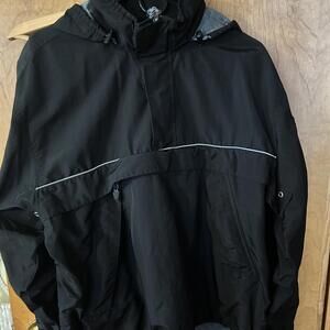 Gap Men's Anorak Jacket Small Black‎ Hooded Pullover Windbreaker